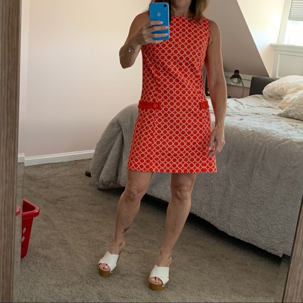 Retro Vintage Style Orange/White Mini Dress Size 6